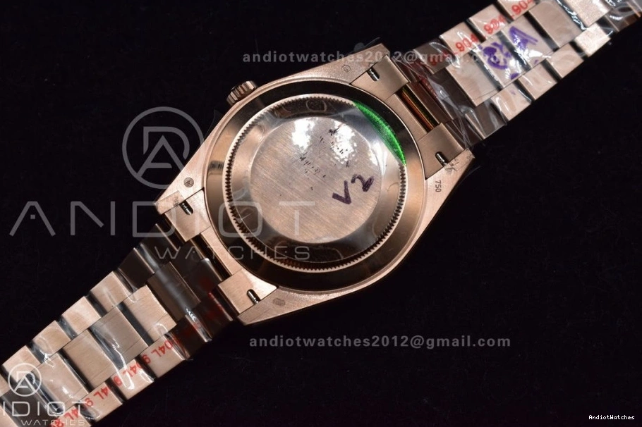 DayDate Markers FashionForward Steel Bracelet RG Roman V 904L on Tungsten GMF President 40 Weighted Dial 709 A2836 Green 1026